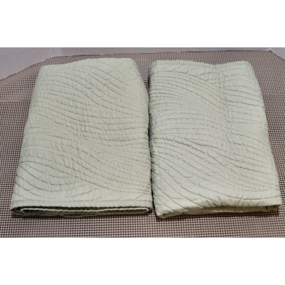Brielle Home Euro Sham Set Sage Green Quilted Wave Pattern 100% Polyester 2pc